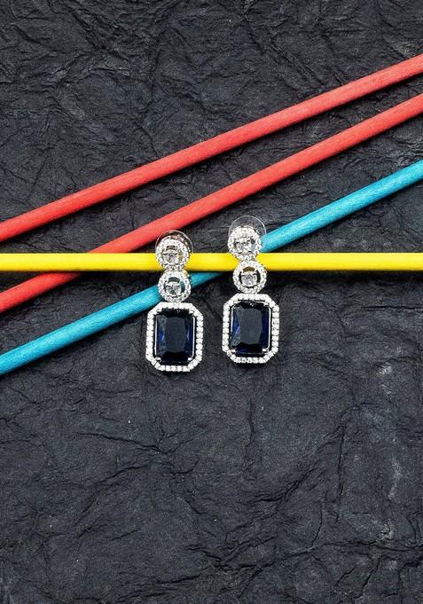 Silver Plated Geometric Drop Earrings