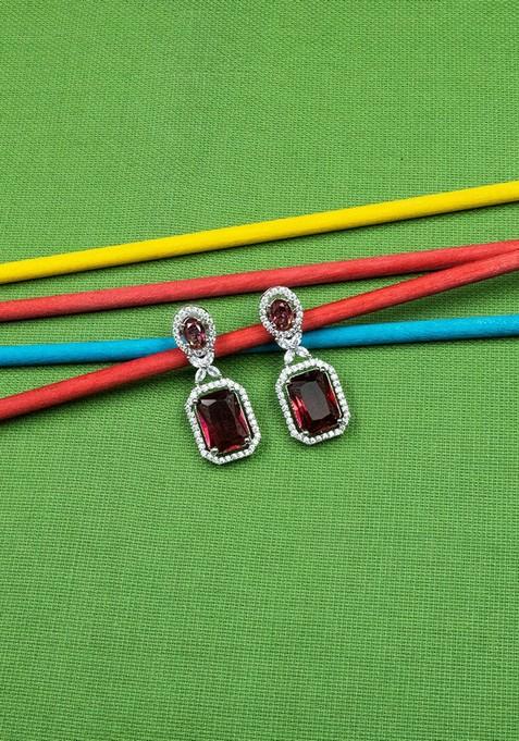 Silver Plated Geometric Drop Earrings