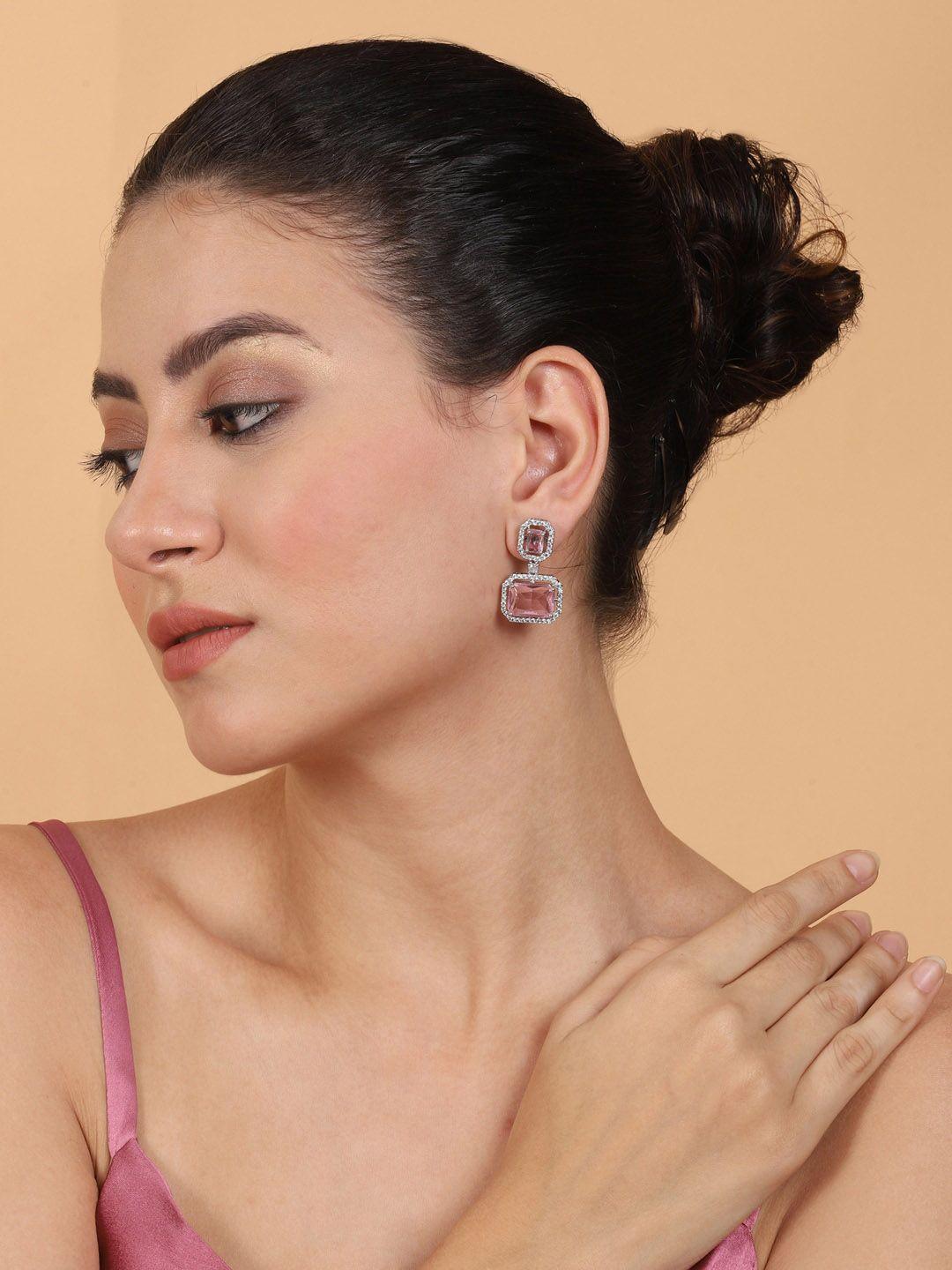 Silver Plated Geometric Drop Earrings