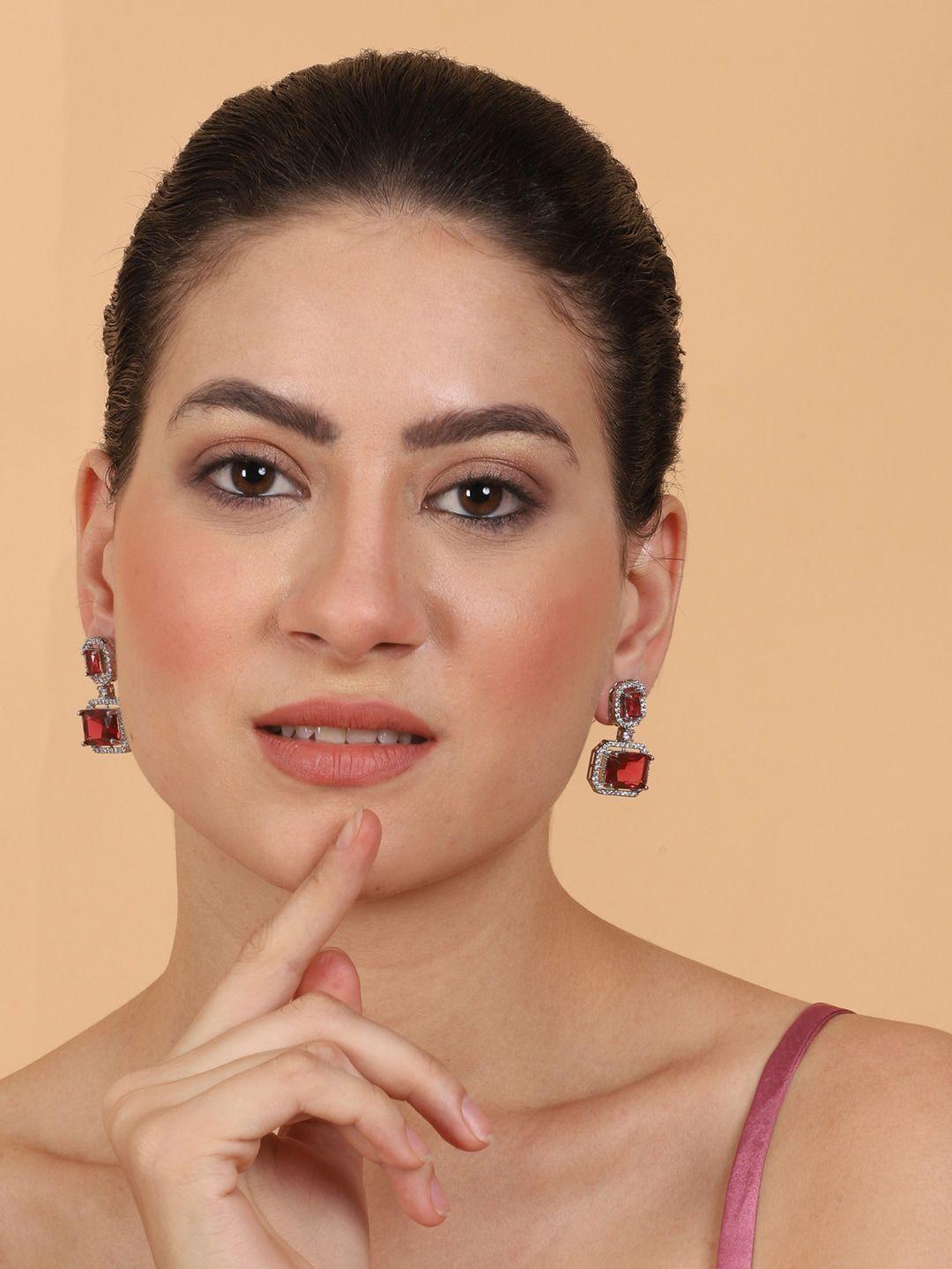 Silver Plated Geometric Drop Earrings