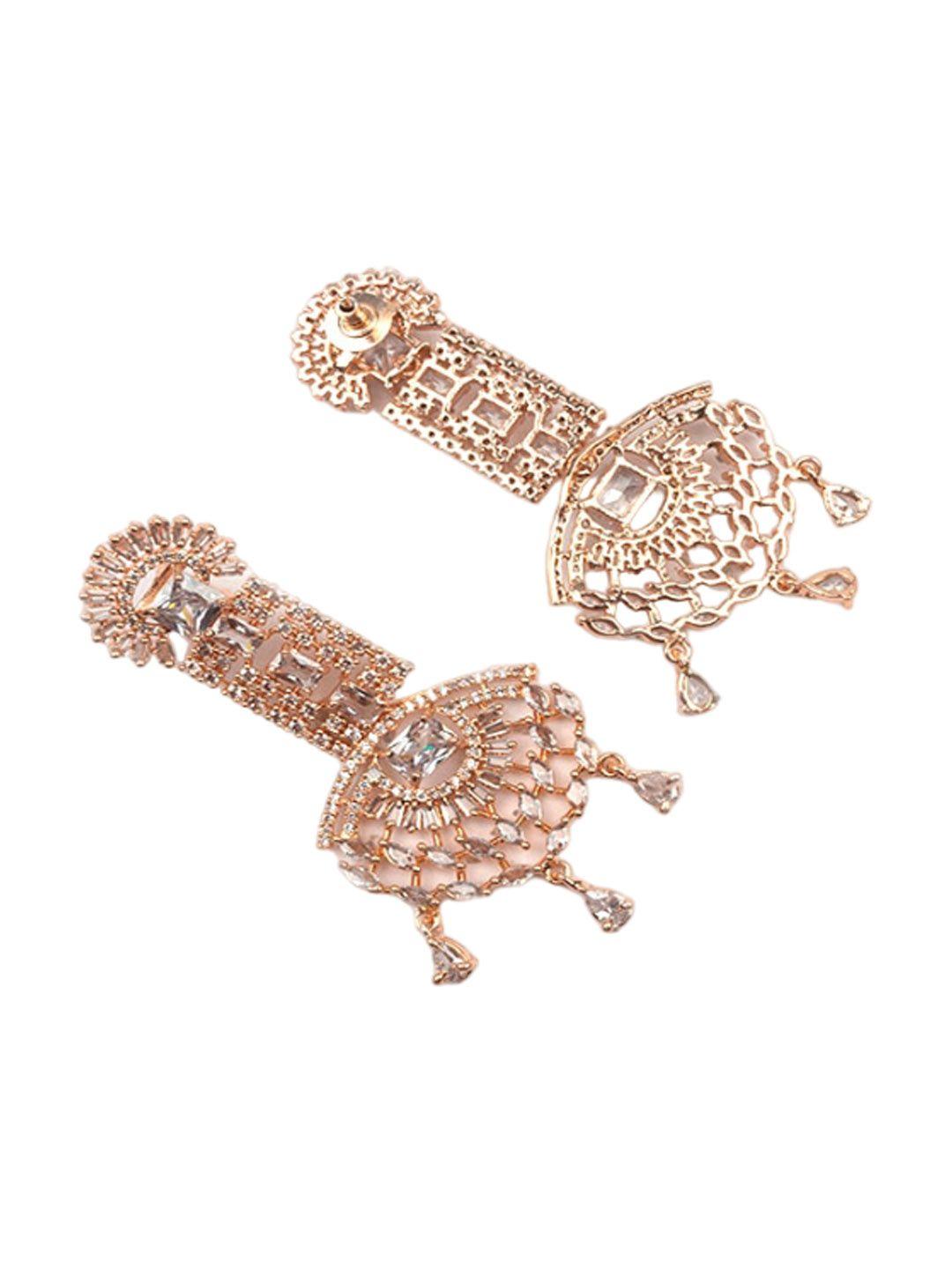 Rose Gold Plated Contemporary Drop Earrings