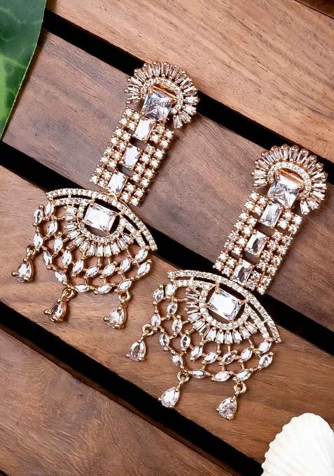 Rose Gold Plated Contemporary Drop Earrings