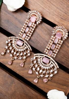 Rose Gold Plated Contemporary Drop Earrings