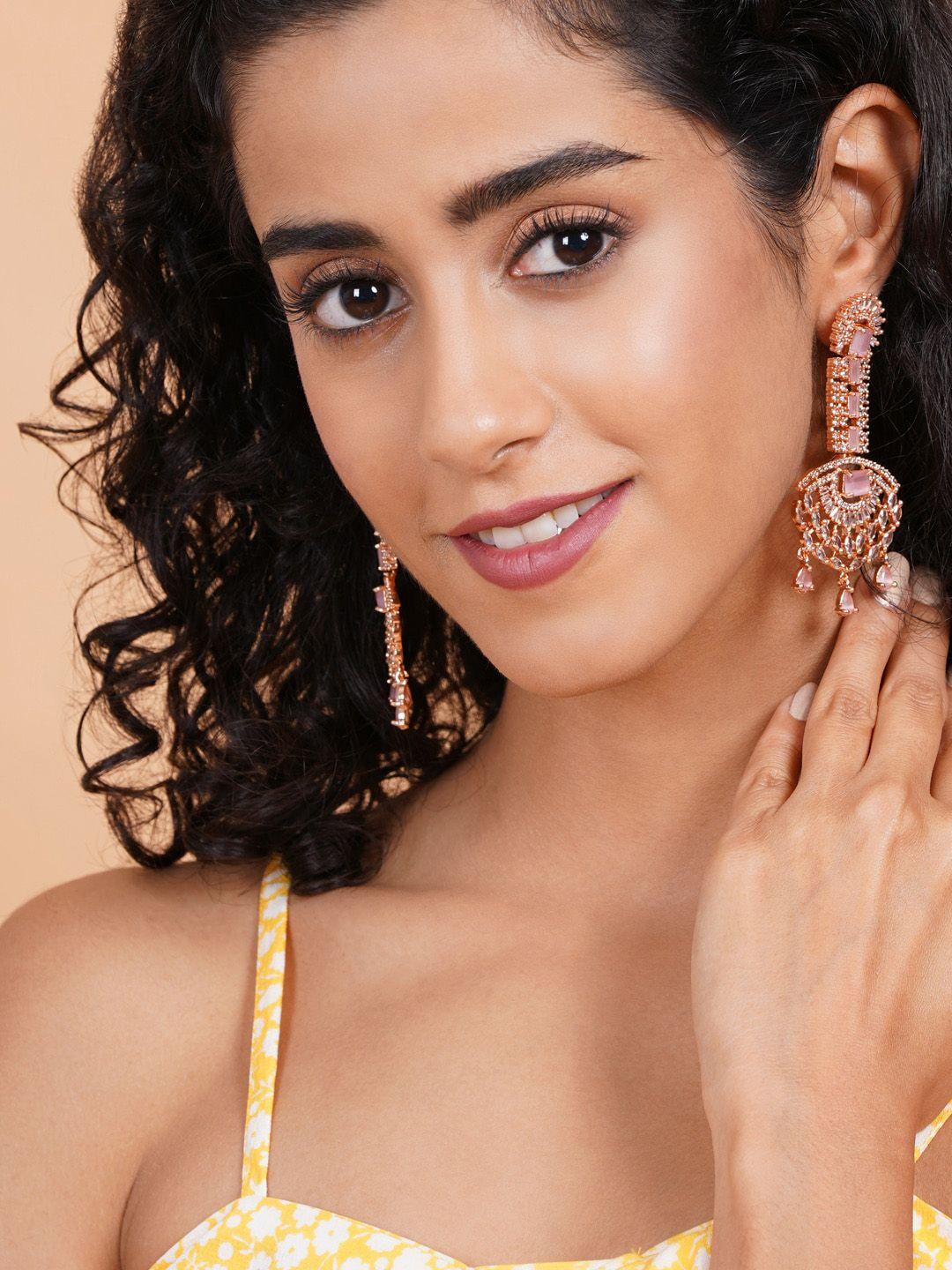 Rose Gold Plated Contemporary Drop Earrings