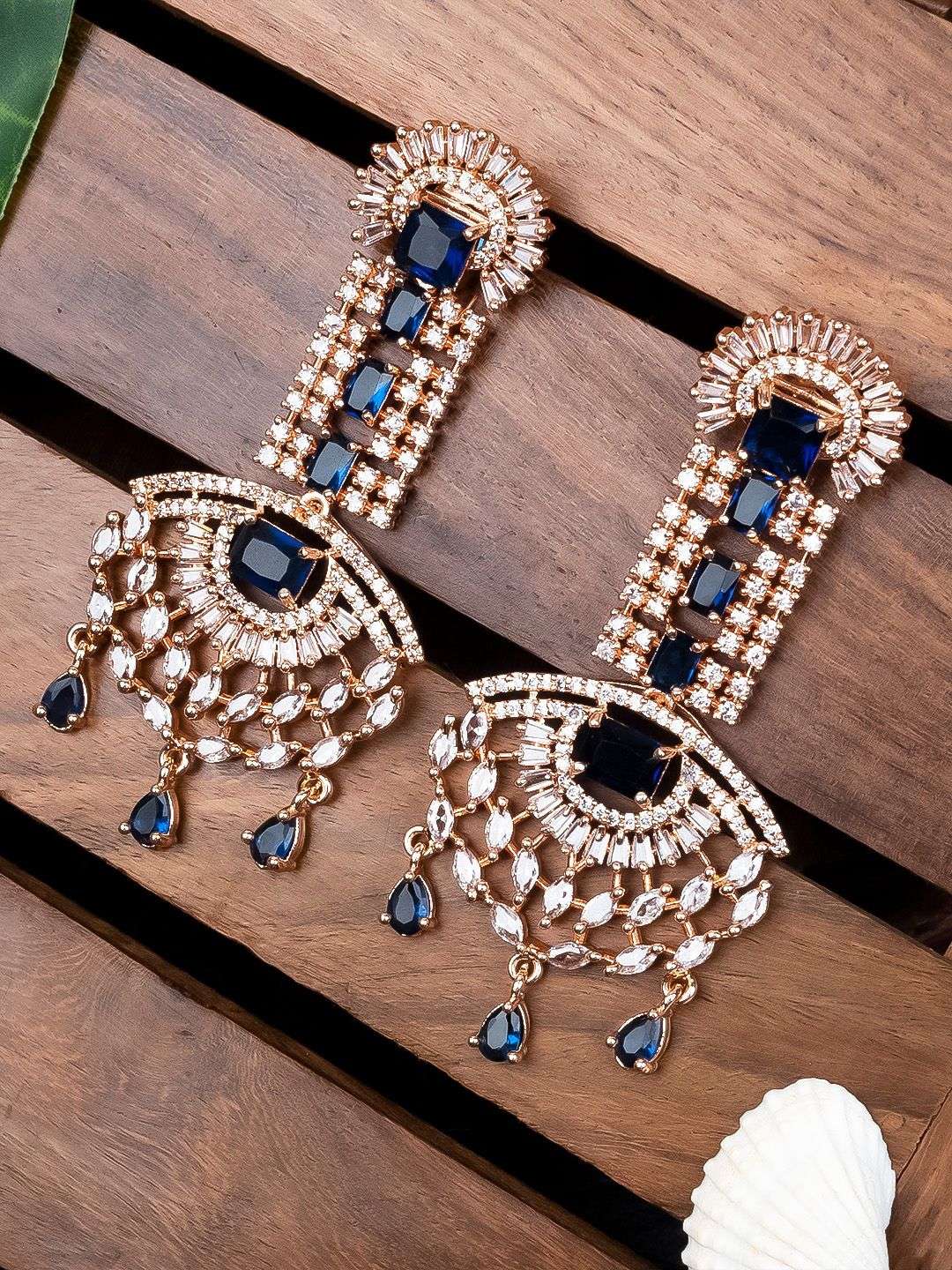 Rose Gold Plated Contemporary Drop Earrings - Indya