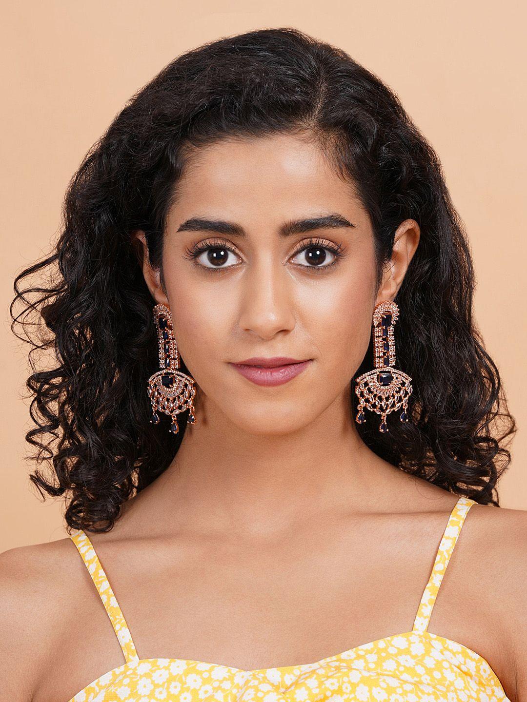 Rose Gold Plated Contemporary Drop Earrings