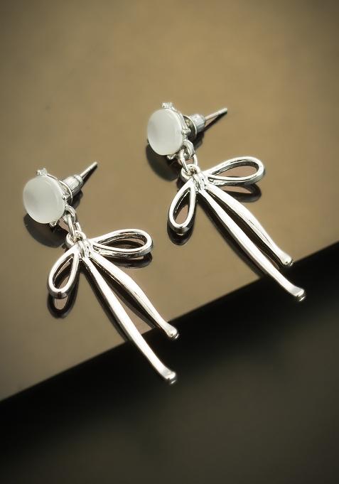 Silver Gold Plated Pearl Dangle Earrigns