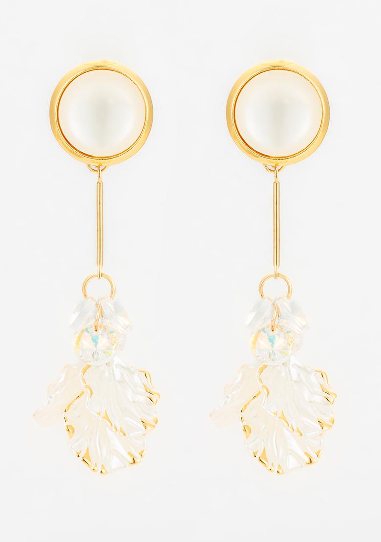 White Gold Plated Pearl Dangle Earrigns