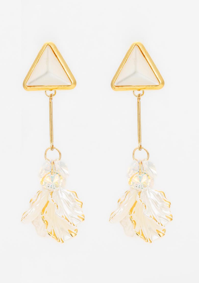 White Gold Plated Pearl Dangle Earrigns