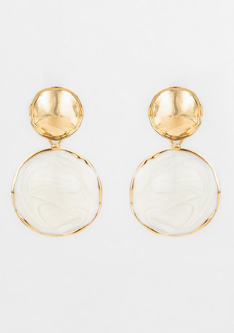 White Gold Plated Pearl Drop Earrings