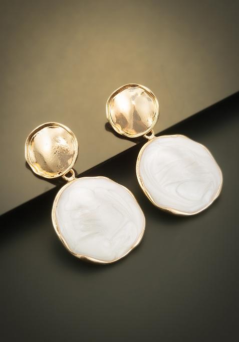 White Gold Plated Pearl Drop Earrings
