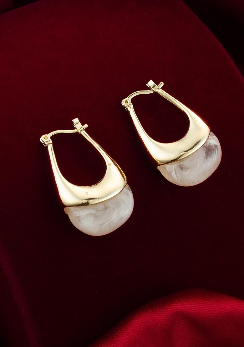 White Gold Plated Pearl Drop Earrings