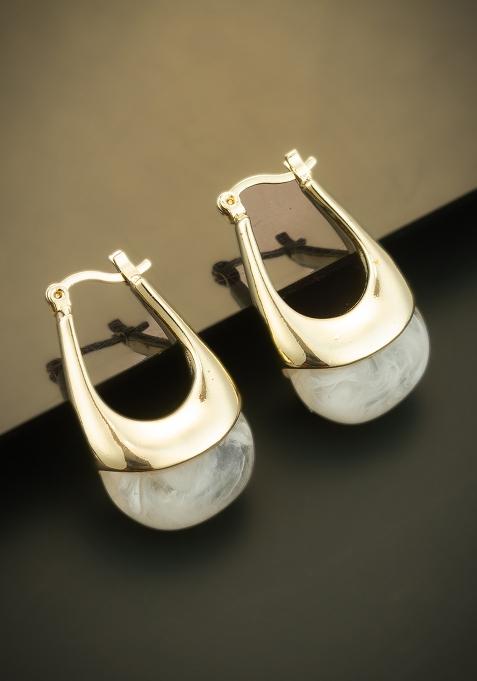 White Gold Plated Pearl Drop Earrings