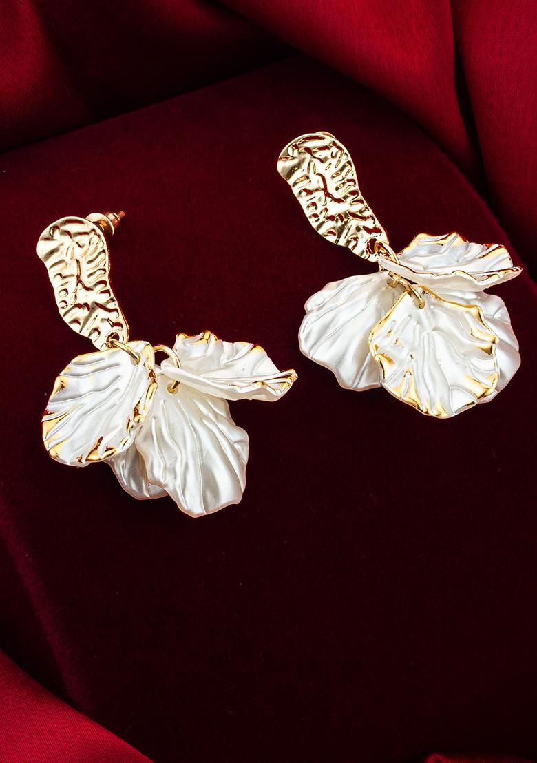 White Gold Plated Pearl Drop Earrings