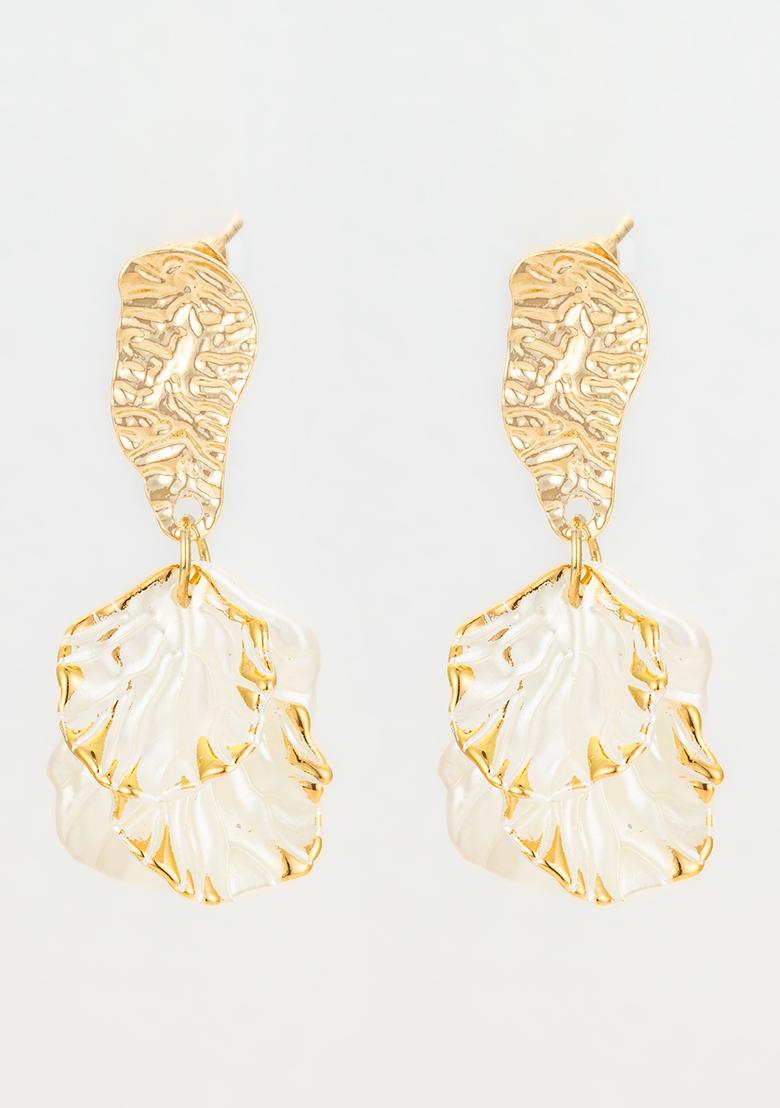 White Gold Plated Pearl Drop Earrings