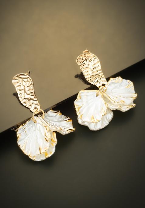 White Gold Plated Pearl Drop Earrings