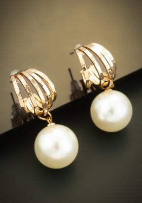 White Gold Plated Pearl Drop Earrings