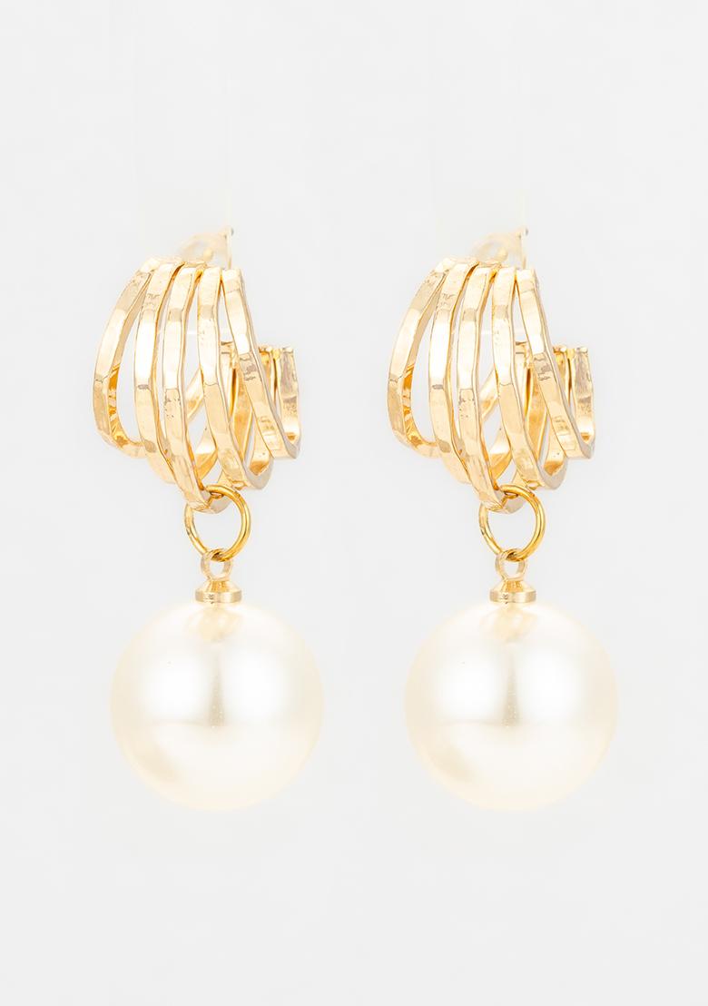 White Gold Plated Pearl Drop Earrings