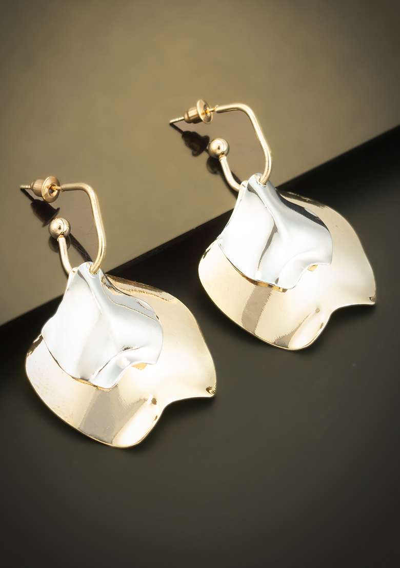 White Gold Plated Pearl Drop Earrings - Indya