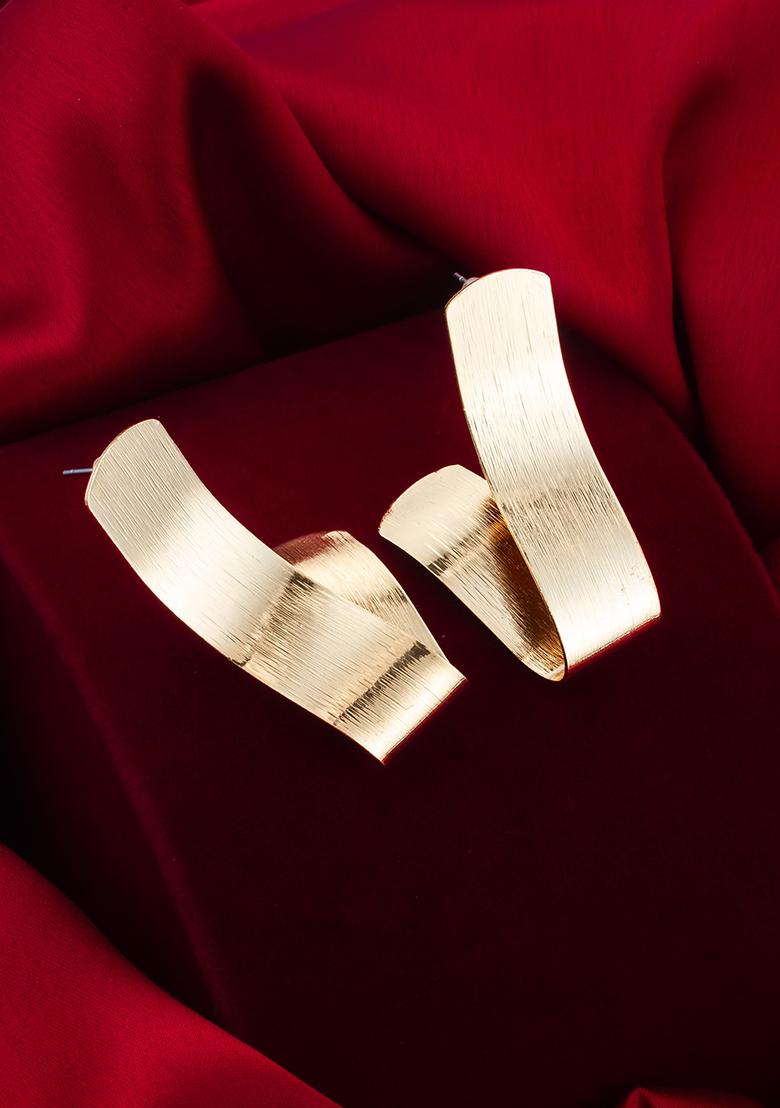 Gold Alloy Pearl Stud Earrings