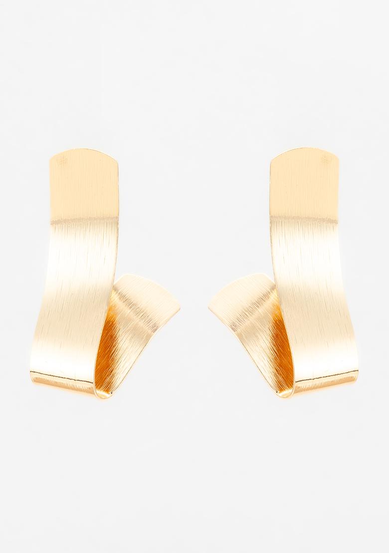 Gold Alloy Pearl Stud Earrings