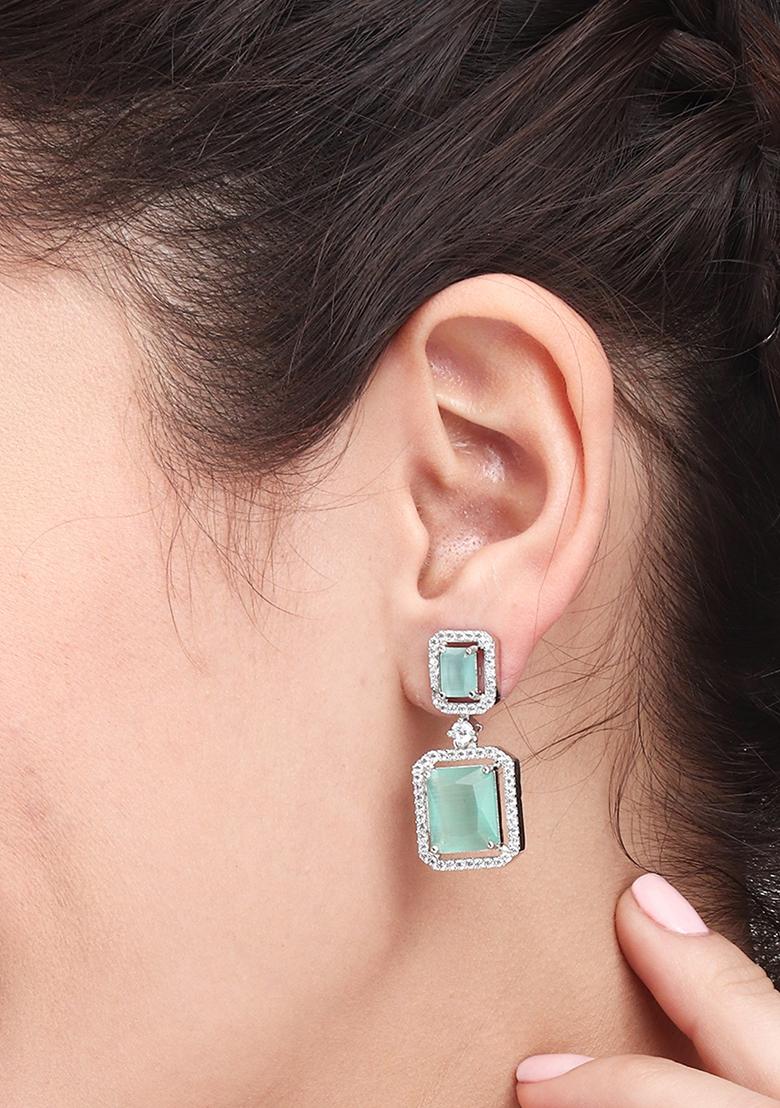 Gold Plated Ad Stone Drop Earring