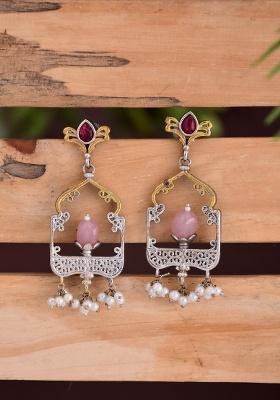 Elegant Dual Tone Jharokha Drop Earrings