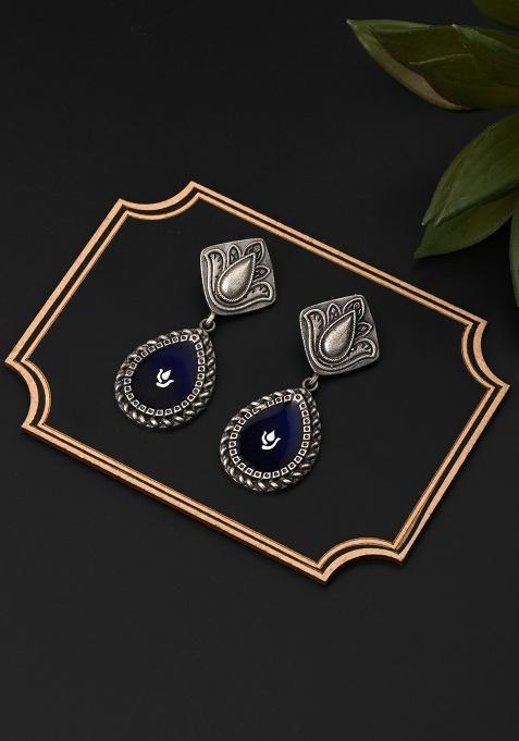 Hand Painted Drop Earrings Blue