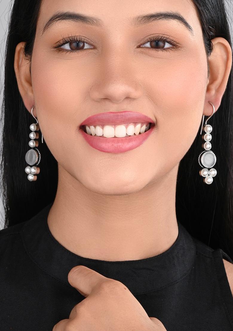 Pearl Stone Drop Earring Pink  