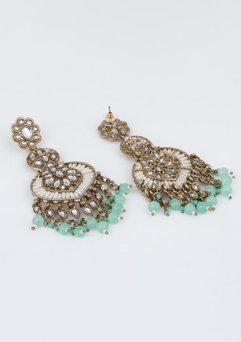 Gold Plated Meenakari Chandbali Mint
