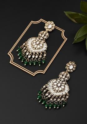 Gold Plated Meenakari Chandbali Green