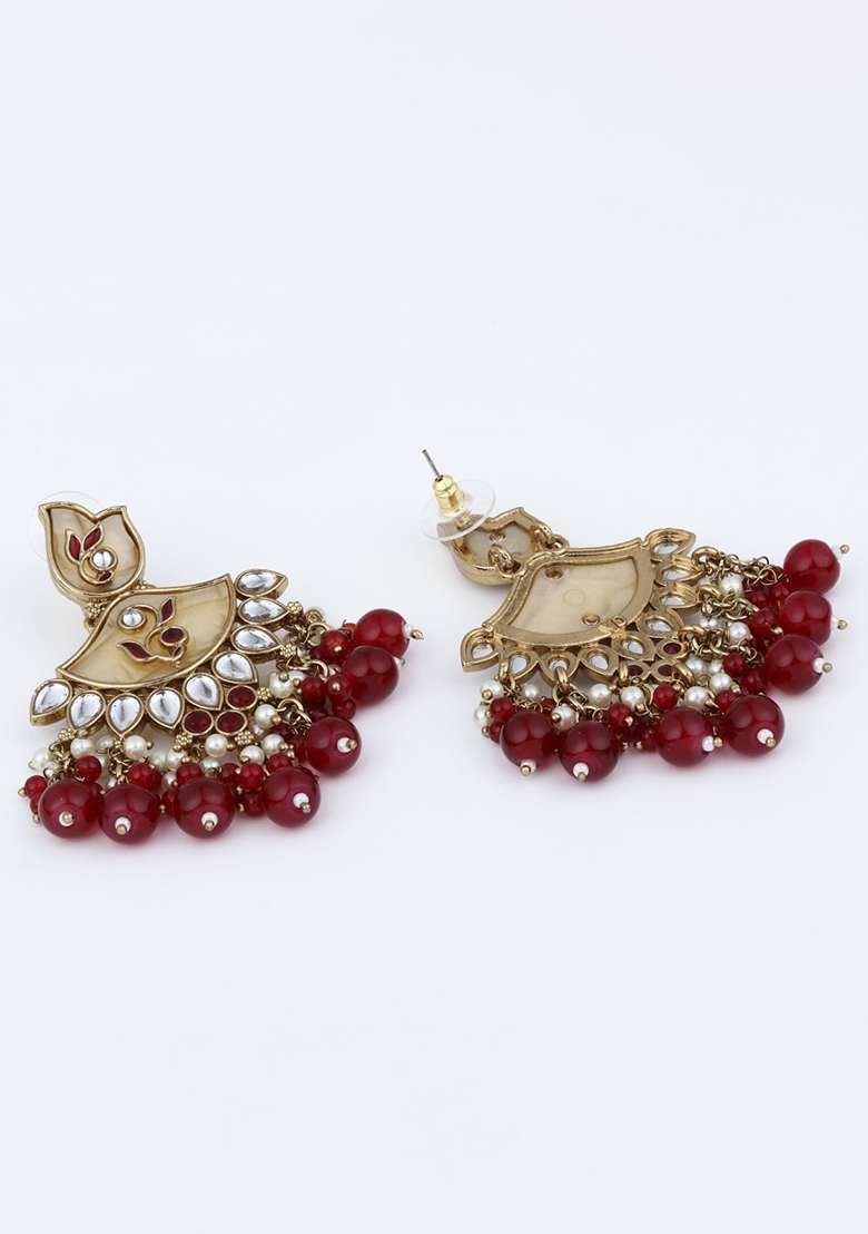 Contempoary Mop Chandbali Red - Indya