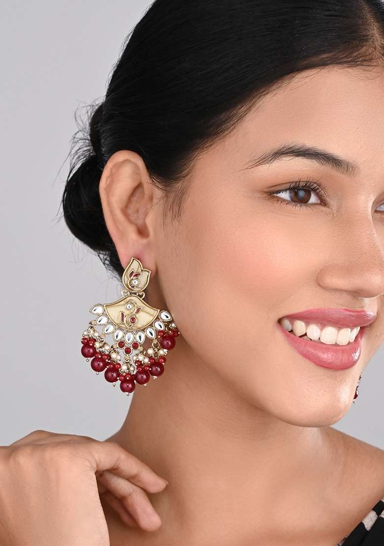 Contempoary Mop Chandbali Red - Indya