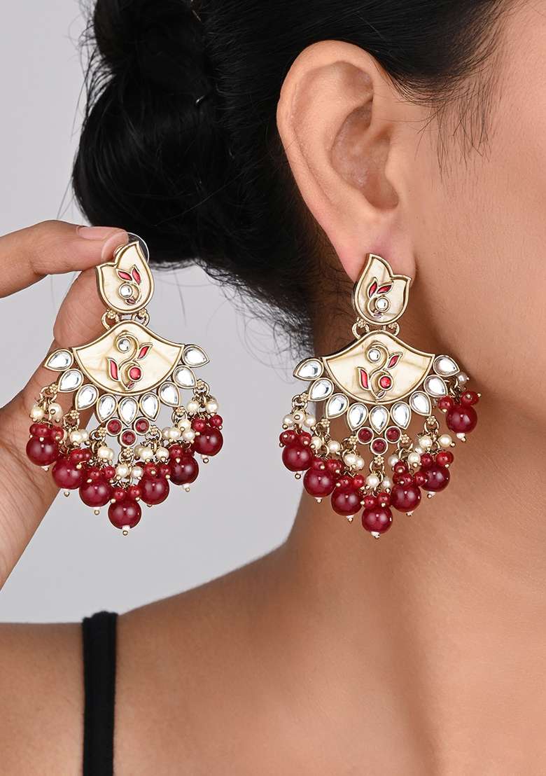 Contempoary Mop Chandbali Red - Indya