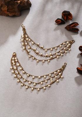 Gold Plated Ear Chains Small Beads 1