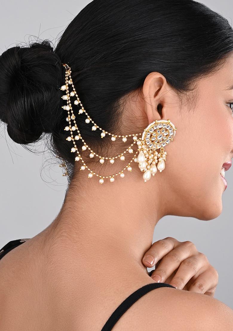 Gold Plated Ear Chains Small Beads 1