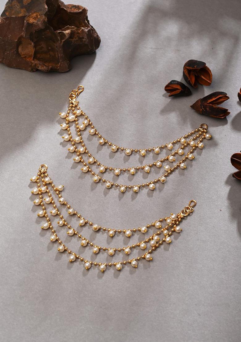 Gold Plated Ear Chains Small Beads 1 