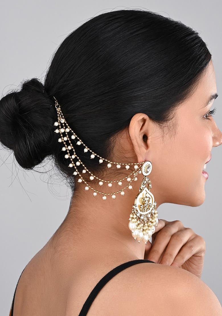 Gold Plated Ear Chains Small Beads 1 