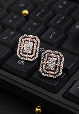 Rose Gold Plated Oval Studs  