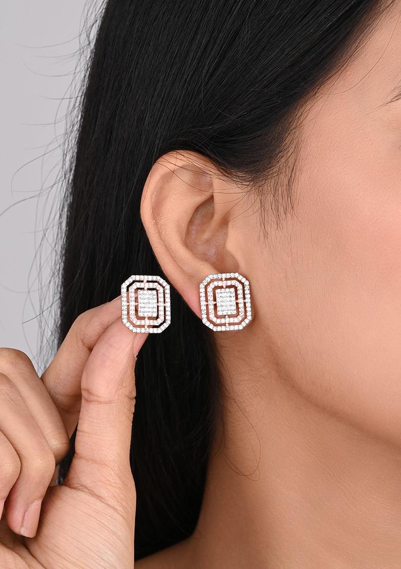 Rose Gold Plated Oval Studs  