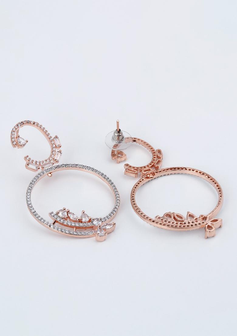 Rhodium Plated Teardrop Earrings   1