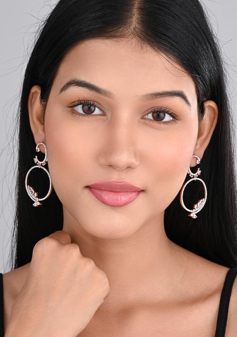 Rhodium Plated Teardrop Earrings   1