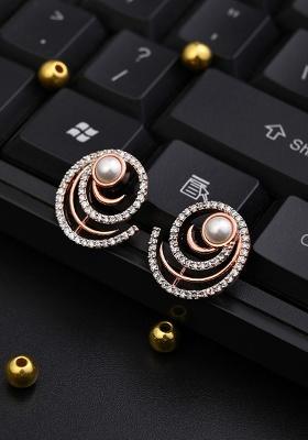 Rose Gold Plated Oval Studs   2