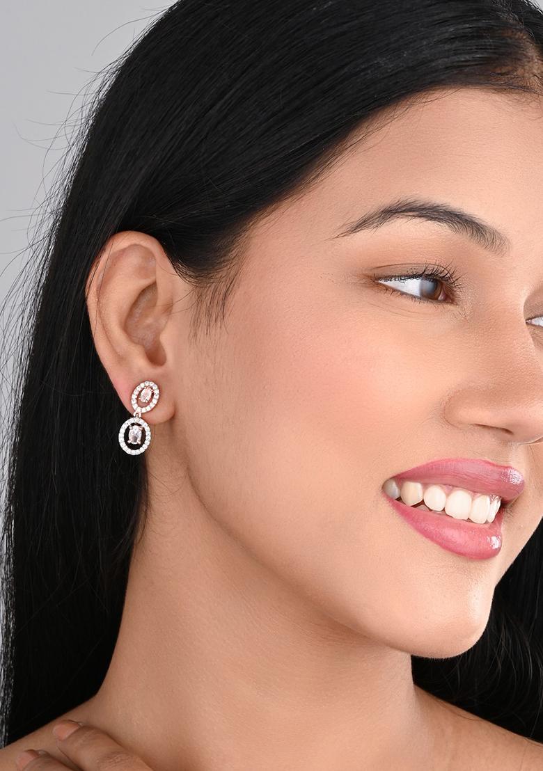 Rose Gold Plated Oval Drop Earring