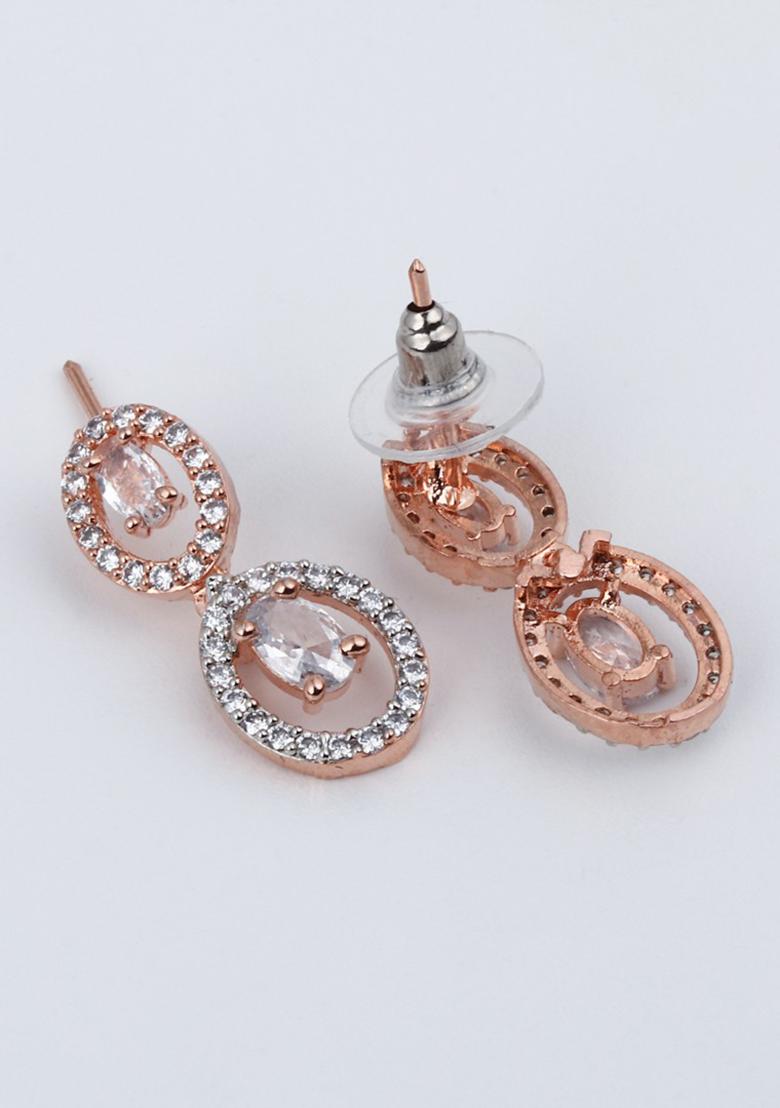 Rose Gold Plated Oval Drop Earring
