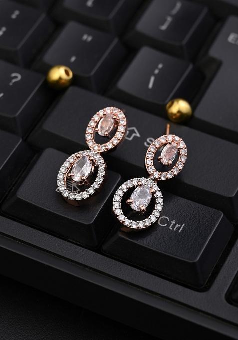 Rose Gold Plated Oval Drop Earring