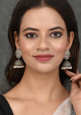 Oxidised Silver Jhumki Earrings