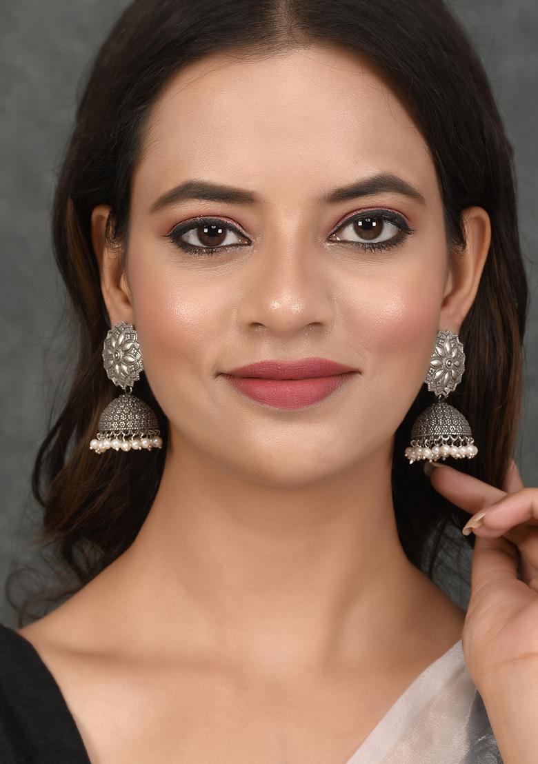 Oxidised Silver Jhumki Earrings