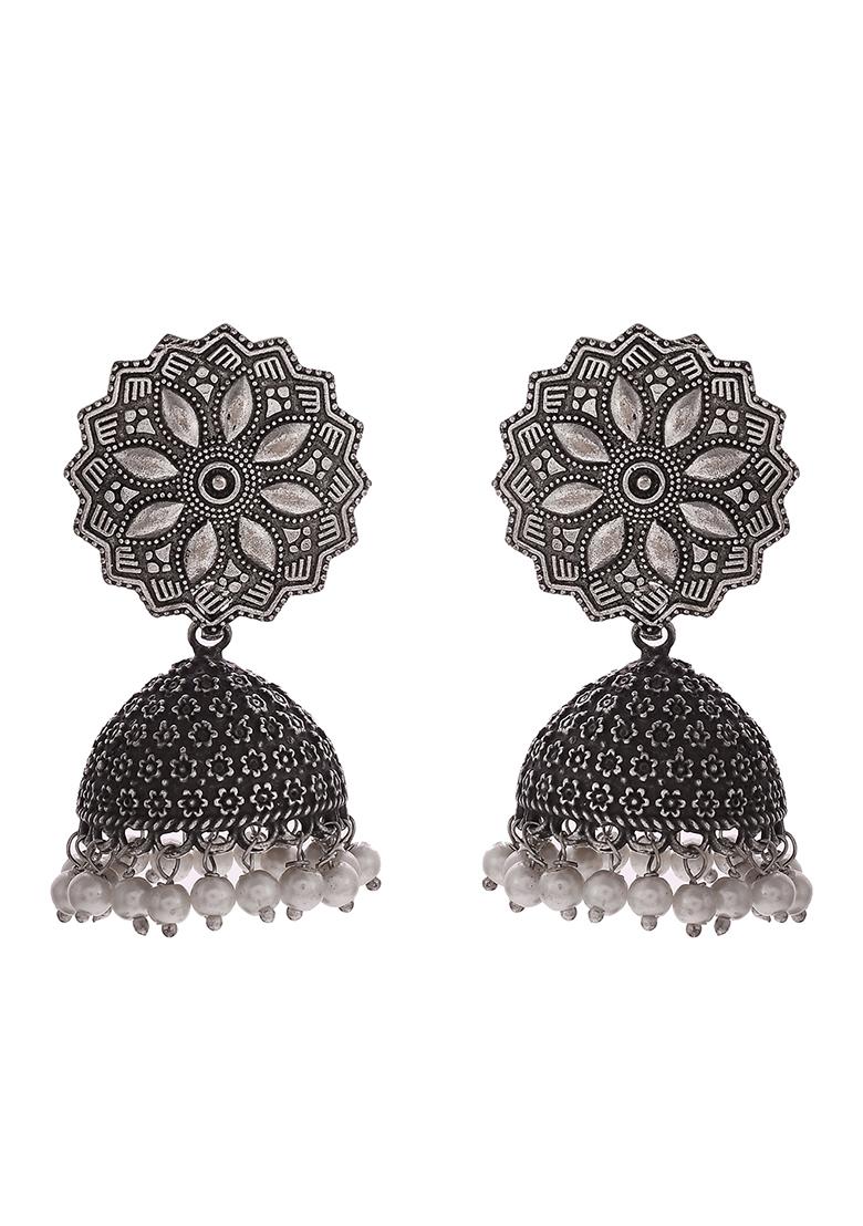 Oxidised Silver Jhumki Earrings