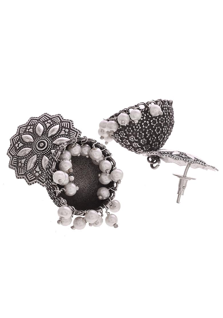 Oxidised Silver Jhumki Earrings